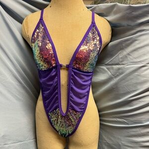 Handmade Purple Sequin Bodysuit